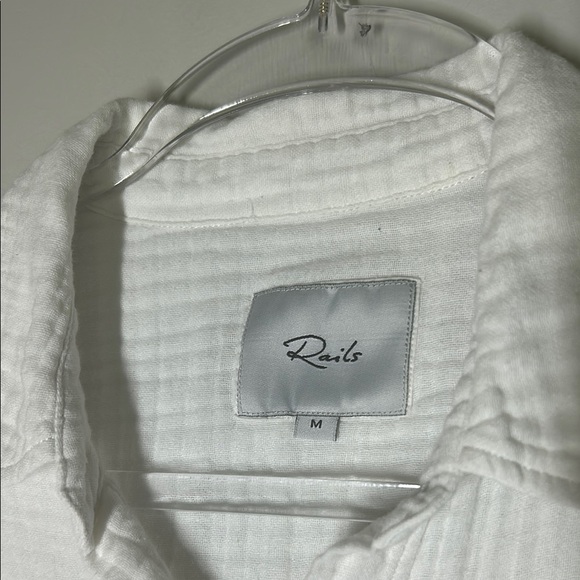 Rails Ellis White Gauze‎ Button Down Shirt Top Medium Lightweight Organic Cotton - Picture 11 of 16